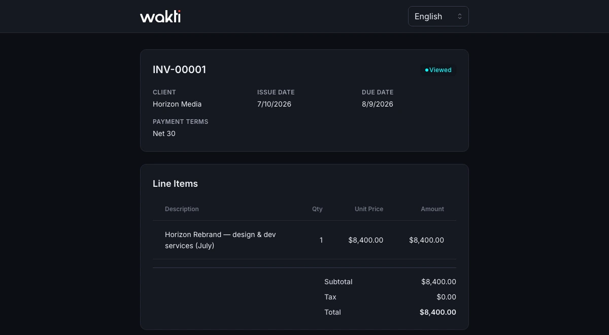 Client-facing invoice portal