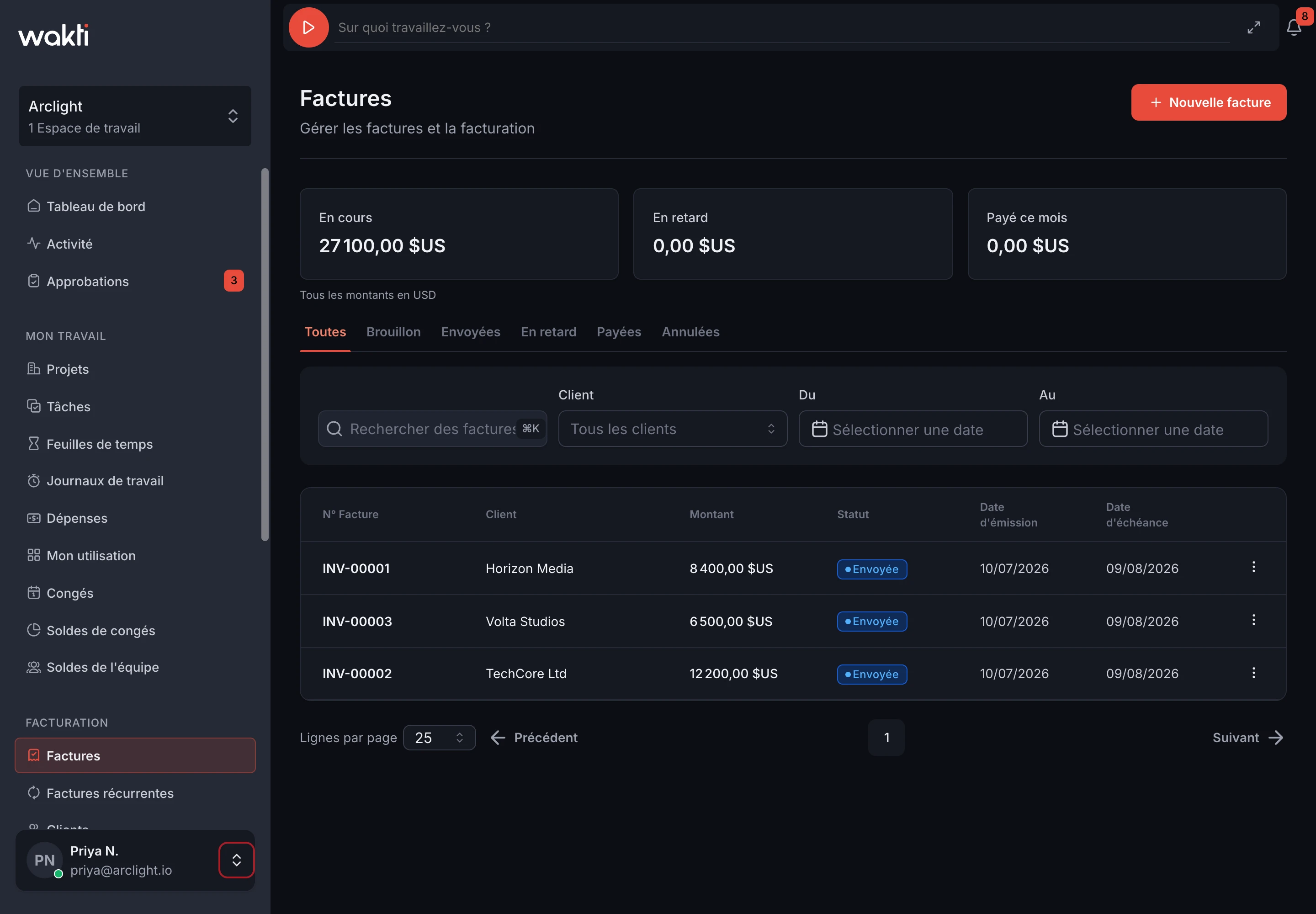 Invoicing in the Wakti platform